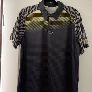 Oakley Men's Polo Shirt with Black and Yellow Stripes